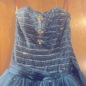 Flirt Prom Dress. Rhinestone stone lace up top with sequins on skirt.